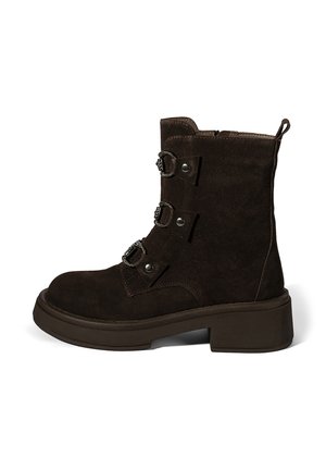 Enkellaarsjes met plateauzool - brown