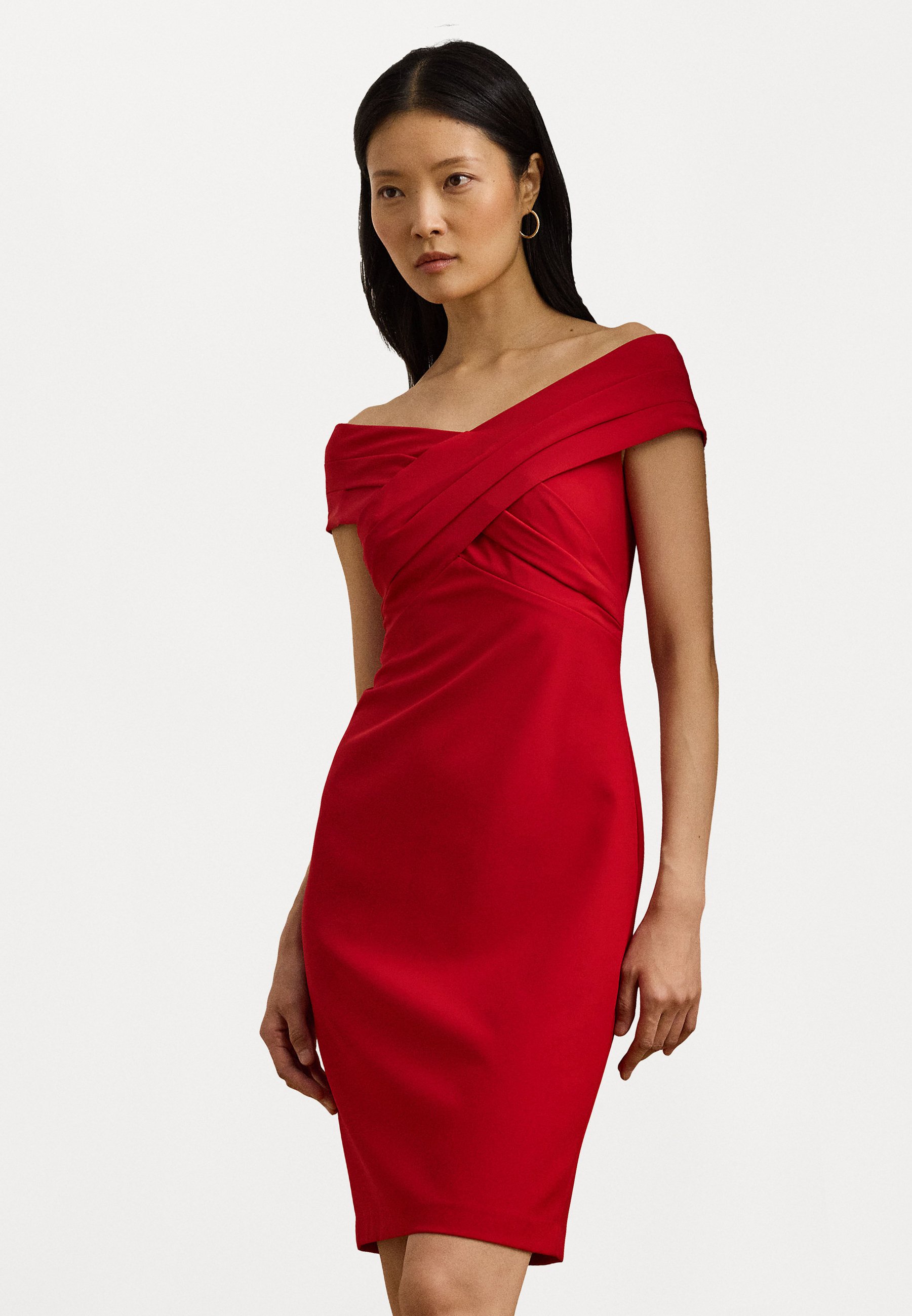 Lauren Ralph Lauren CREPE OFF-THE-SHOULDER COCKTAIL DRESS - Vestido de  cctel - festive red/rojo - Zalando.es