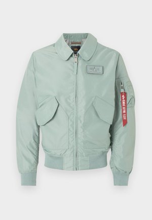 Jasnozielona kurtka typu bomber z zamkiem błyskawicznym z przodu, kieszeniami z patkami, ściągaczami na mankietach i na dole, naszywką na piersi oraz czerwoną metką "Remove Before Flight" na kieszeni na rękawie.