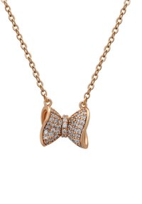 Rose gold sommerfugl vedhæng halskæde med en kæde, der har indviklede klare krystal accenter indlejret i sommerfugldesignet.