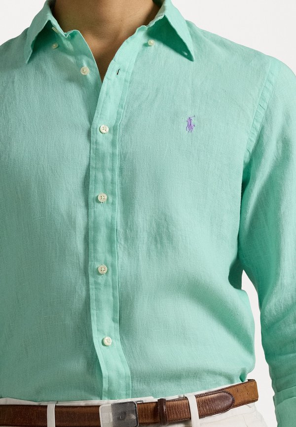 SLIM FIT LINEN SHIRT - Shirt - aqua verde3