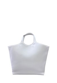 Borsa tote bianca con una finitura liscia e opaca, dotata di manici corti e robusti e una forma spaziosa e strutturata.