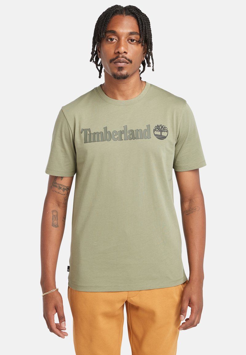Timberland LINEAR LOGO - Triko s potiskem - cassel earth