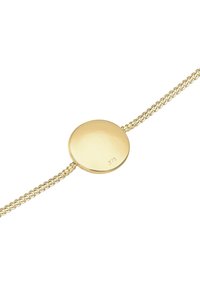 Goldarmband mit einem runden, glatten Anhänger, der mit "375" gekennzeichnet ist. Die Kette besteht aus verflochtenen Gliedern und zeigt ein poliertes Finish.