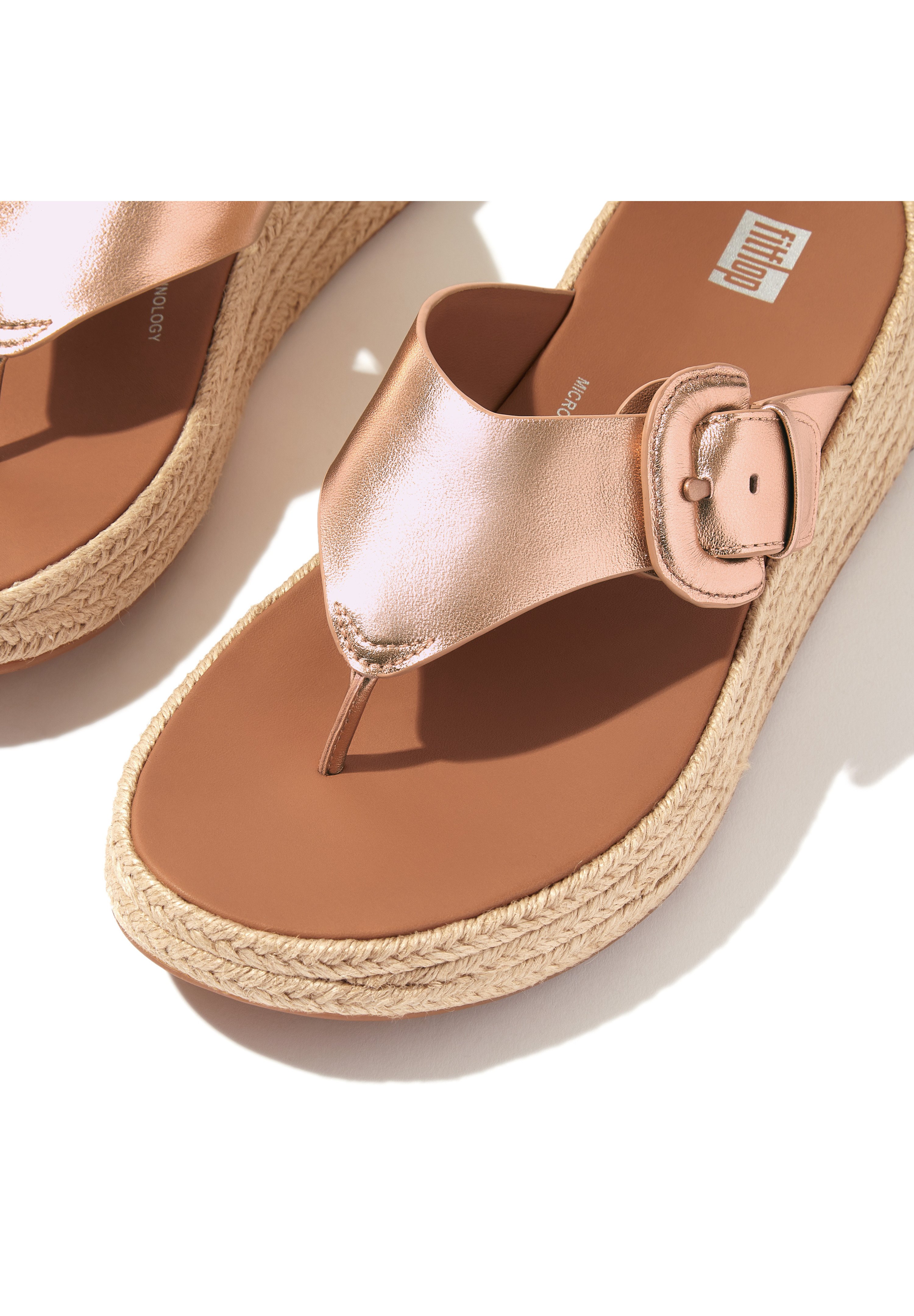 FitFlop T-bar sandals - rose gold/gold-coloured - Zalando