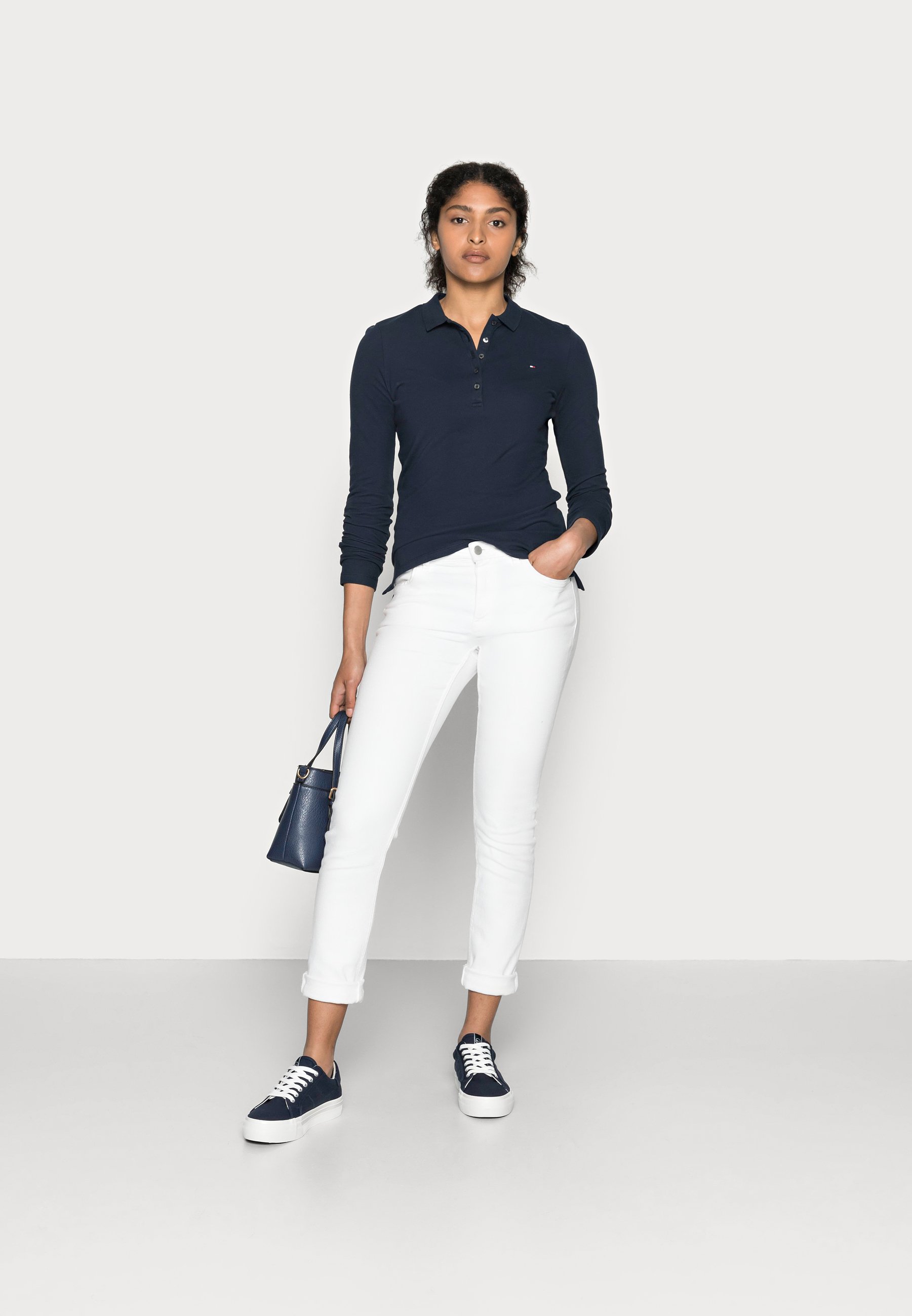 Tommy Hilfiger HERITAGE LONG SLEEVE SLIM - Polo shirt - midnight/dark blue  - Zalando.co.uk