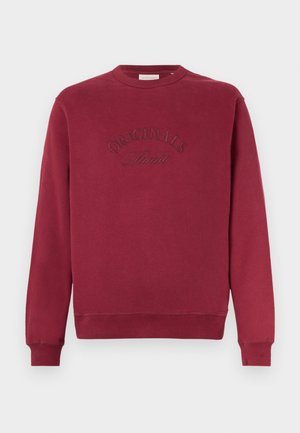 Bordeaux sweatshirt met ronde hals, geribbelde mouwen en onderrand, met een geborduurd "ORIGINALS" logo in een iets donkerder tint.