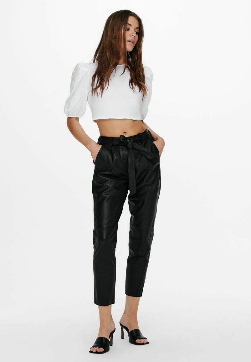ONLY Pantaloni di pelle - black/nero - Zalando.it