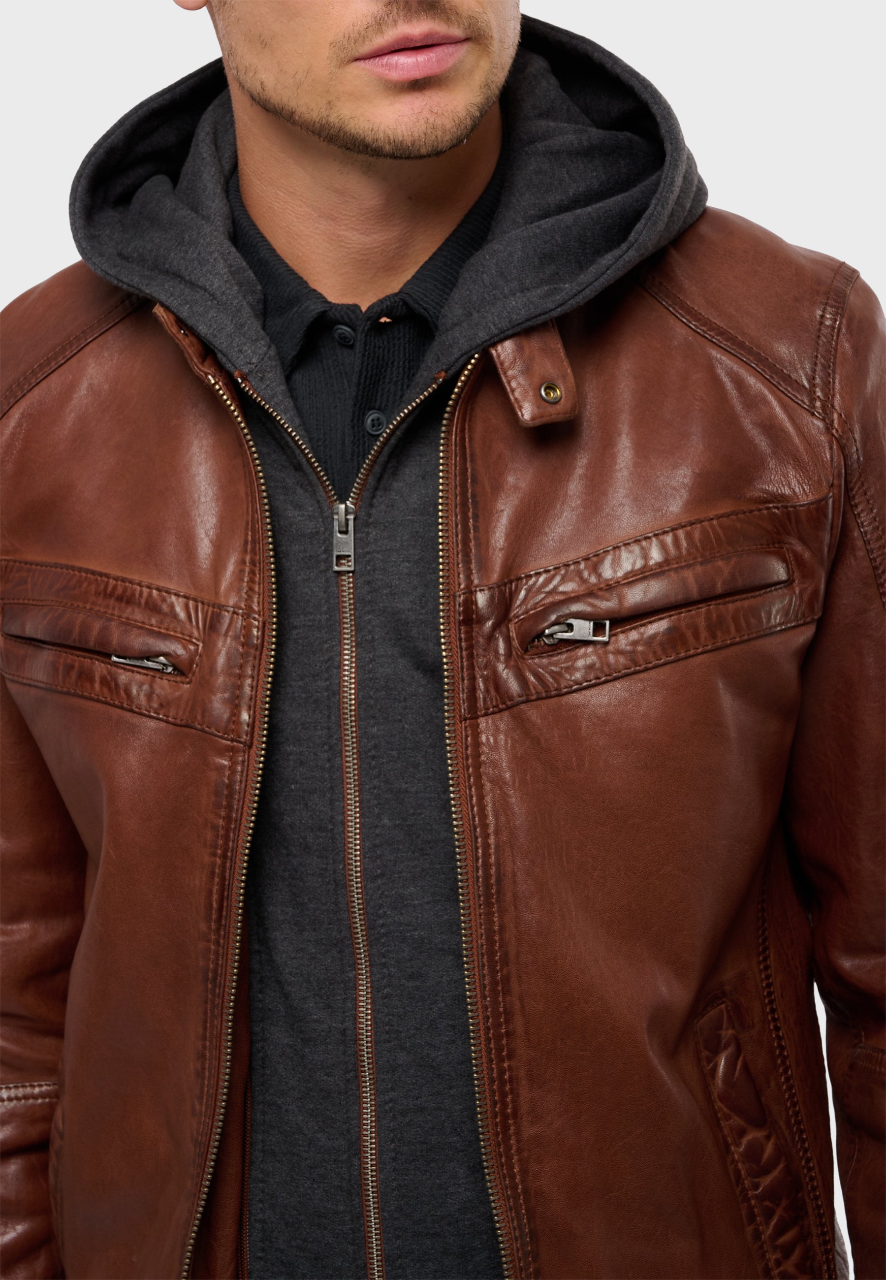 Oakwood DRIVE 1 - Leather jacket - cognac color/cognac - Zalando