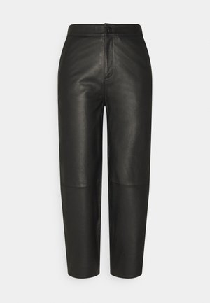 OBJVIOLA - Leather trousers - black