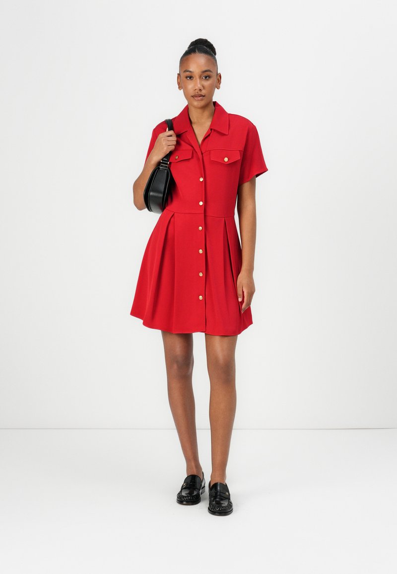strapless open back dress Danbury Collared Trapeze Mini Dress Red / S by Sugarlips