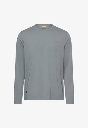 Grijs shirt met lange mouwen gemaakt van zachte stof, voorzien van een ronde hals en een klein logodetail op de borst. Eenvoudig, naadloos ontwerp.