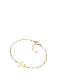 Goldener Ankeranhängerarmband mit einer zarten Kette, ausgestattet mit einem verstellbaren Verschluss und einem schlichten, maritim inspirierten Design.