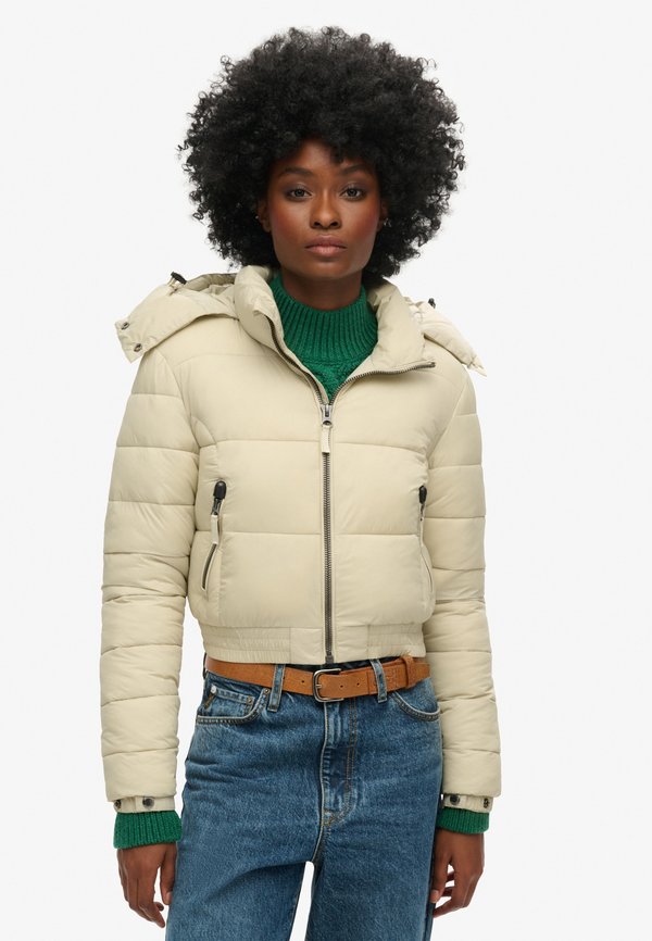 CROP HOODED FUJI  - Winterjacke - pelican beige