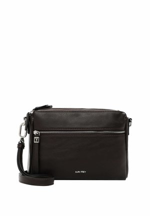 Borsa a tracolla in pelle nera con scomparto con cerniera e tracolla regolabile. Dotata di accessori in metallo argentato e logo impresso sul davanti.