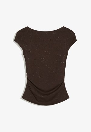 Bershka, BOAT NECK WITH BACK KNOT - T-SHIRT - T-shirt imprimé - dark brown