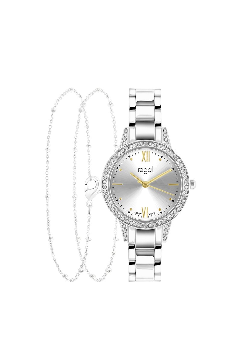 Lucardi SET MIT KOSTENLOSEM ZWEIFARBIGEM - Uhr - silver-coloured