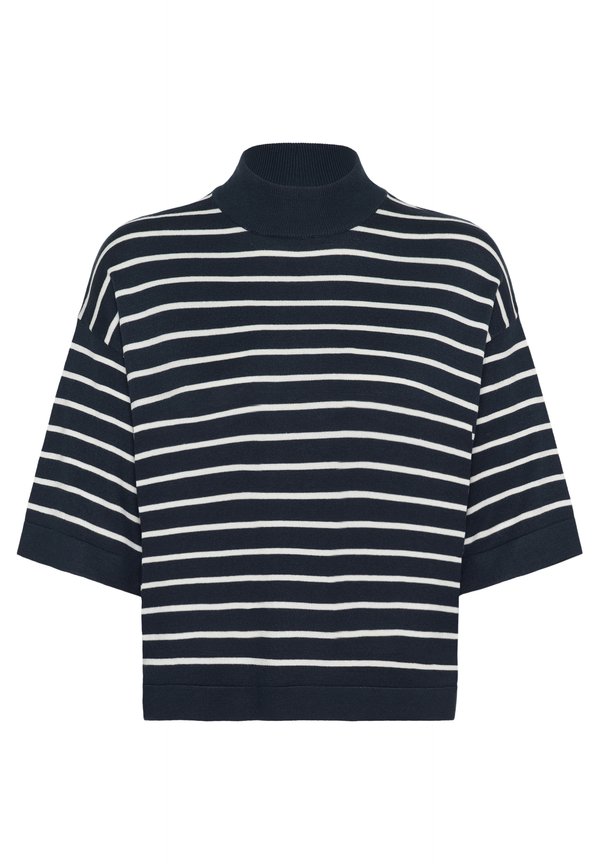 LIZZA TURTLENECK - Basic T-shirt - midnight marine w chalk strips3