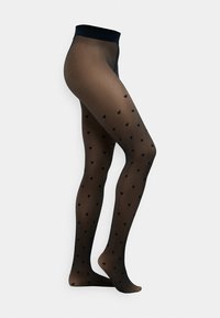 WOMEN LIGHT WARM TRANSPARENT TIGHTS - Strømpebukser - black hearts