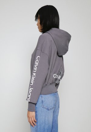 BACK TWO TONE MONOGRAM HOODIE - Felpa - fossil grey