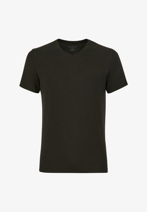 FALKE DAILY CLIMAWOOL V NECK - Hemd - black