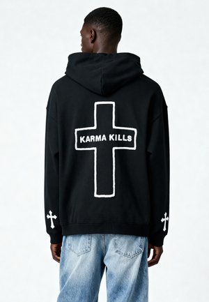 KARMA KILLS EMBROIDERY HEAYVWEIGHT UNISEX - Felpa con cappuccio - black