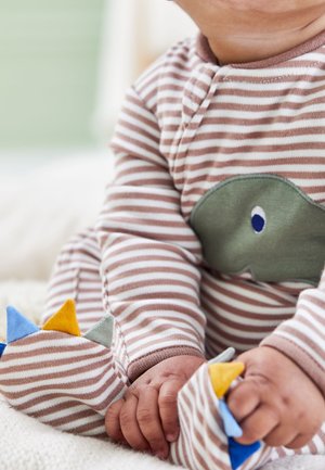 JoJo Maman Bébé DINO APPLIQUÉ ZIP REGULAR FIT - Dupačky na spaní - natural