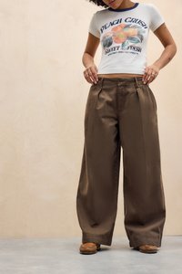 BDG Urban Outfitters REY WIDE LEG - Trousers - brown