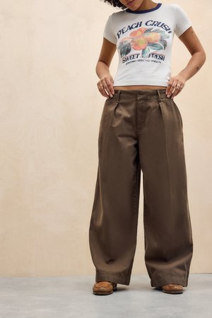 BDG Urban Outfitters REY WIDE LEG - Auduma bikses - brown