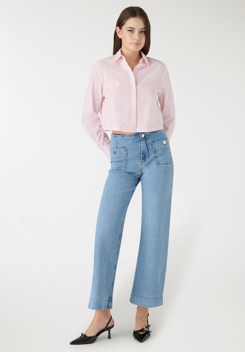 Top da donna con ricamo con occhielli estate primavera girocollo orlo curvo allentato casual manica corta t-shirt alla moda collo quadrato divertente cotone, rosa, XXL