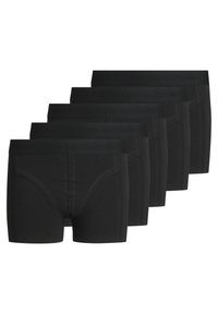 Cinq paires de boxers noirs en tissu doux et extensible. Dispose d'une taille avec logo embossé et d'un design ajusté.
