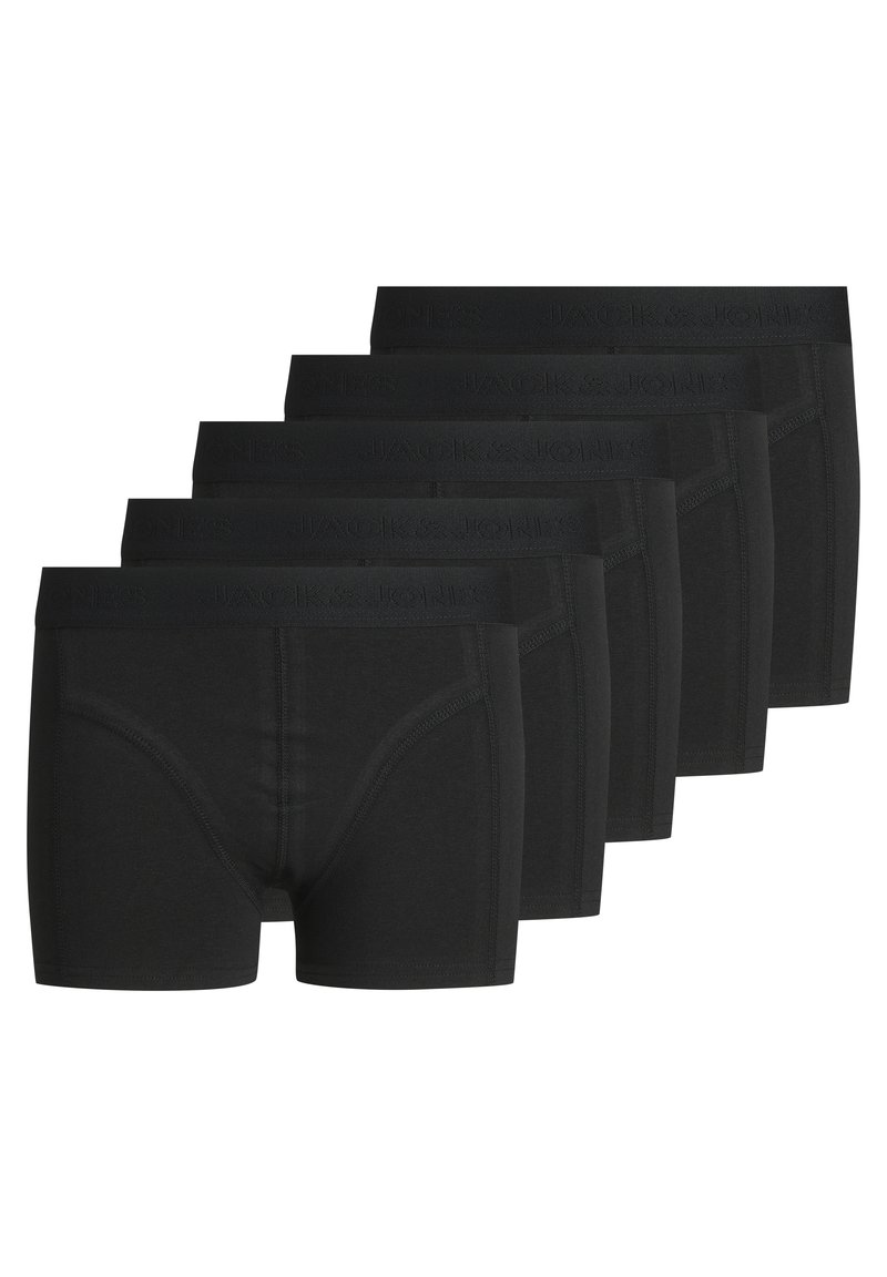 Cinq paires de boxers noirs en tissu doux et extensible. Dispose d'une taille avec logo embossé et d'un design ajusté.