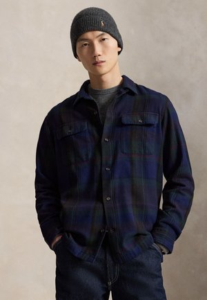 Polo Ralph Lauren, CLASSIC FIT PLAID SUEDE-TRIM TWILL SHIRT - Риза - olive royal multi