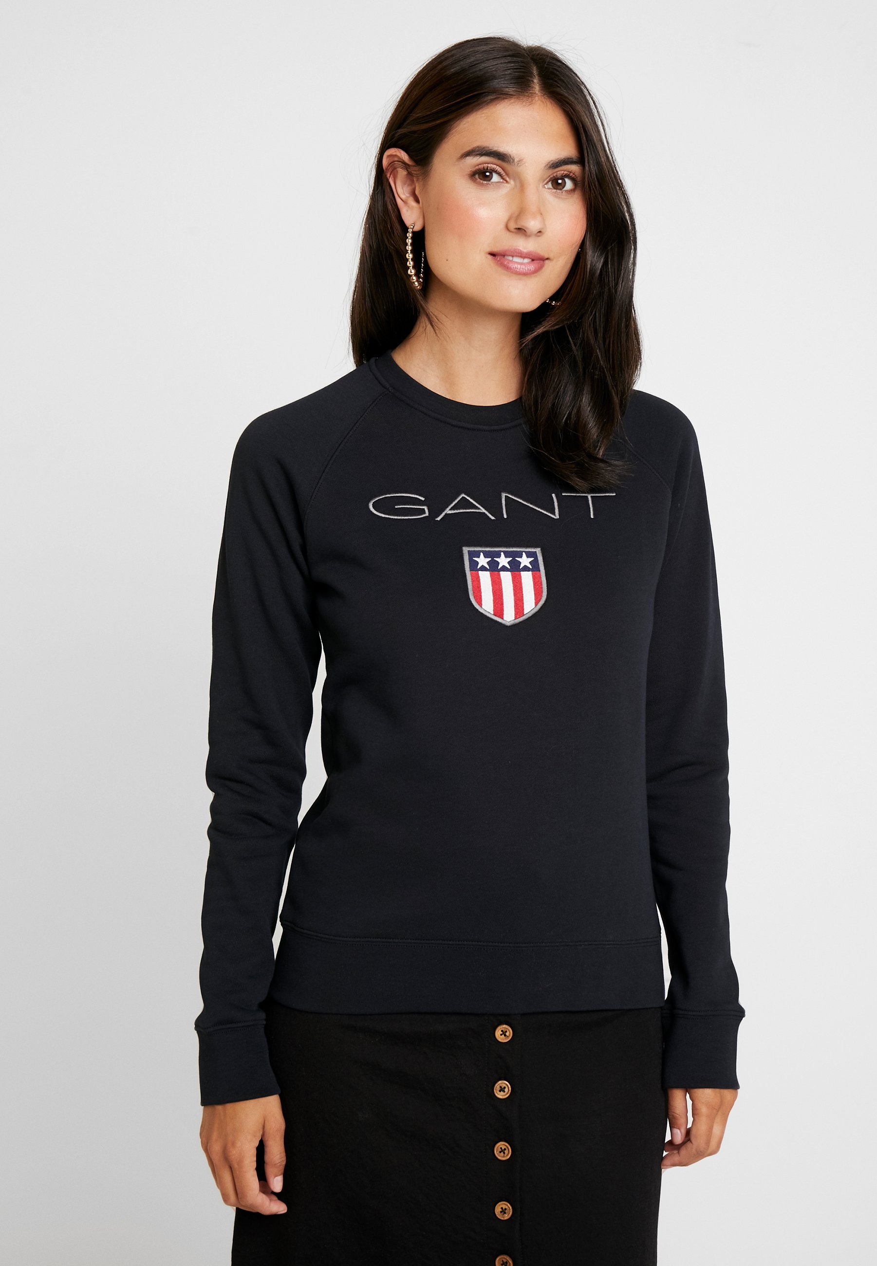 GANT SHIELD LOGO C NECK Sweatshirt black Zalando.se Gant Shield Logo C Neck Sweatshirt Evening Blue • Se