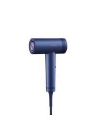 Asciugacapelli Philips in blu scuro, con un corpo cilindrico, impugnatura texturizzata, beccuccio rotondo e un lungo cavo di alimentazione per una facile maneggevolezza.