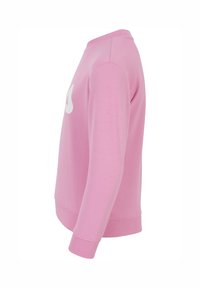 Sweatshirt rosa chiaro con colletto a coste, maniche lunghe e grafica con logo bianco sulla parte anteriore. Tessuto in cotone liscio.