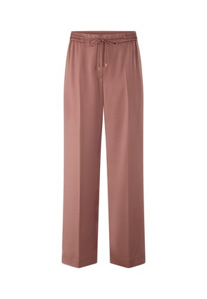 Loose-fit, dusty rose trousers in a soft fabric with an elastic waistband, adjustable drawstring, and two side pockets.