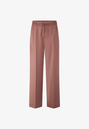 Loose-fit, dusty rose trousers in a soft fabric with an elastic waistband, adjustable drawstring, and two side pockets.