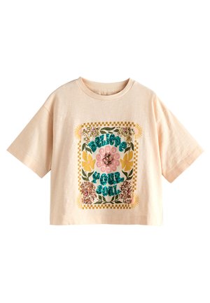 Next REGULAR FIT - FLORAL SEQUIN  - Nyomott mintás póló - cream