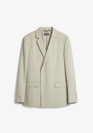 Veste beige sur mesure avec revers crantés, poches avec rabats à l'avant, poche poitrine passepoilée et poignets boutonnés, étiquetée Antony Morato.