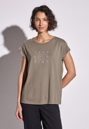MIT WORDING - Print T-shirt - braun