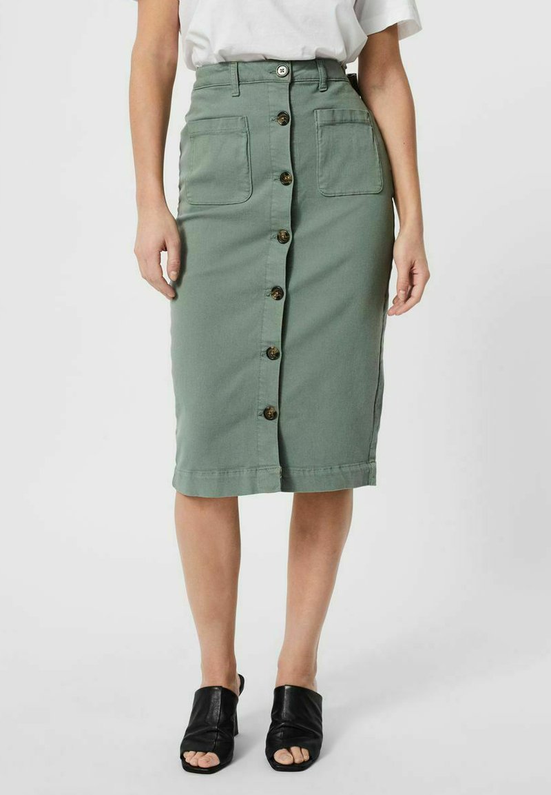 Vero Moda ROCK - Jeansrock - laurel wreath/grün-meliert - Zalando.de