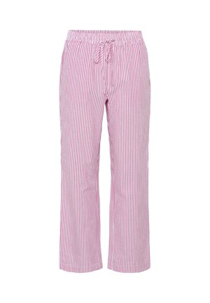 Striped pants with an elastic waistband and drawstring. Light pink and white stripes with a relaxed, cropped fit. Cotton fabric.
