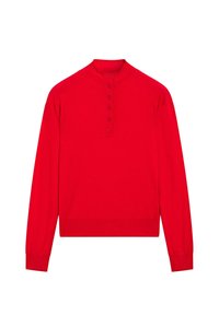 MOCK TURTLENECK BUTTON-UP - Strickpullover - red