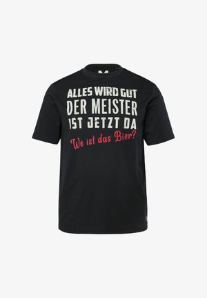 Men Plus, SHORT SLEEVE CHEST PRINT - T-Shirt print - black