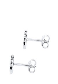 Silverfärgade stiftörhängen med cirkulär design, slät yta och rund baksida. Enkla och eleganta med en polerad finish.
