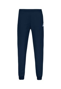 Pantaloni della tuta blu navy realizzati in morbido misto cotone, con vita elasticizzata, gambe affusolate e un accento logo sulla coscia sinistra.