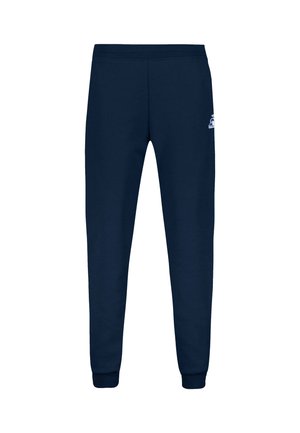 Pantaloni della tuta blu navy realizzati in morbido misto cotone, con vita elasticizzata, gambe affusolate e un accento logo sulla coscia sinistra.