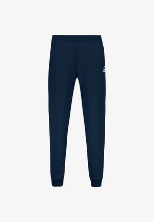 Marineblauwe sweatpants van een zachte katoenmix, met een elastische tailleband, taps toelopende benen en een logo-accent op de linker dij.