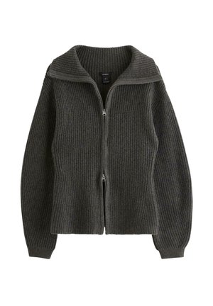 Lindex, LINDEX KNITTED ZIP CARDIGAN LINDEX - Cardigan - dark grey
